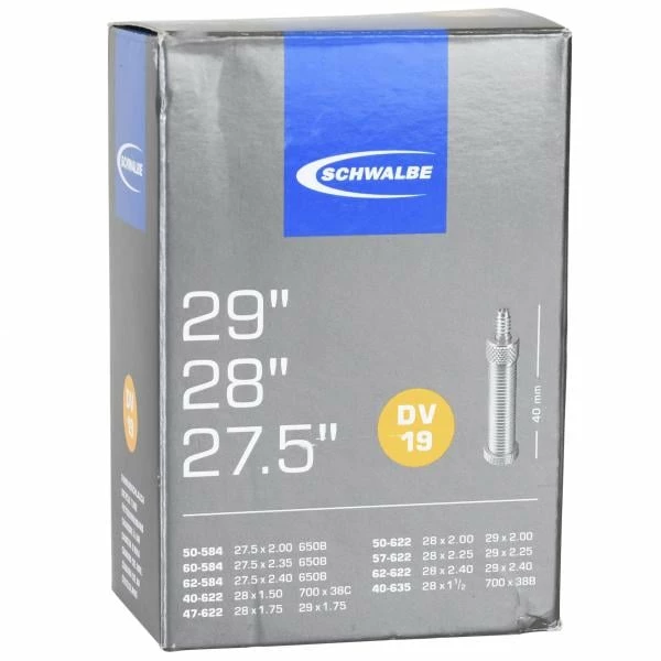 Chambre à Air SCHWALBE STANDARD DV 19 27,5/29×1,50/2,50 Dunlop 32 Mm 1 Chambre à Air SCHWALBE STANDARD DV 19 27,5/29×1,50/2,50 Dunlop 32 Mm