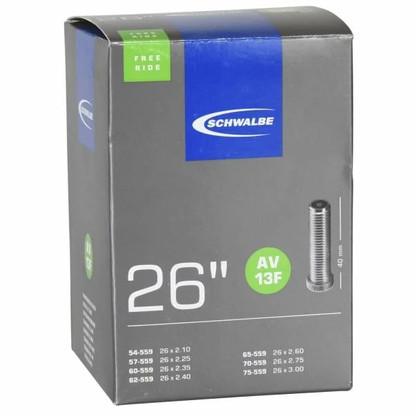 Chambre à Air SCHWALBE EXTRA LIGHT AV 13F 26×2,10/3,00 Butyl Schrader 40 Mm 1 Chambre à Air SCHWALBE EXTRA LIGHT AV 13F 26×2,10/3,00 Butyl Schrader 40 Mm